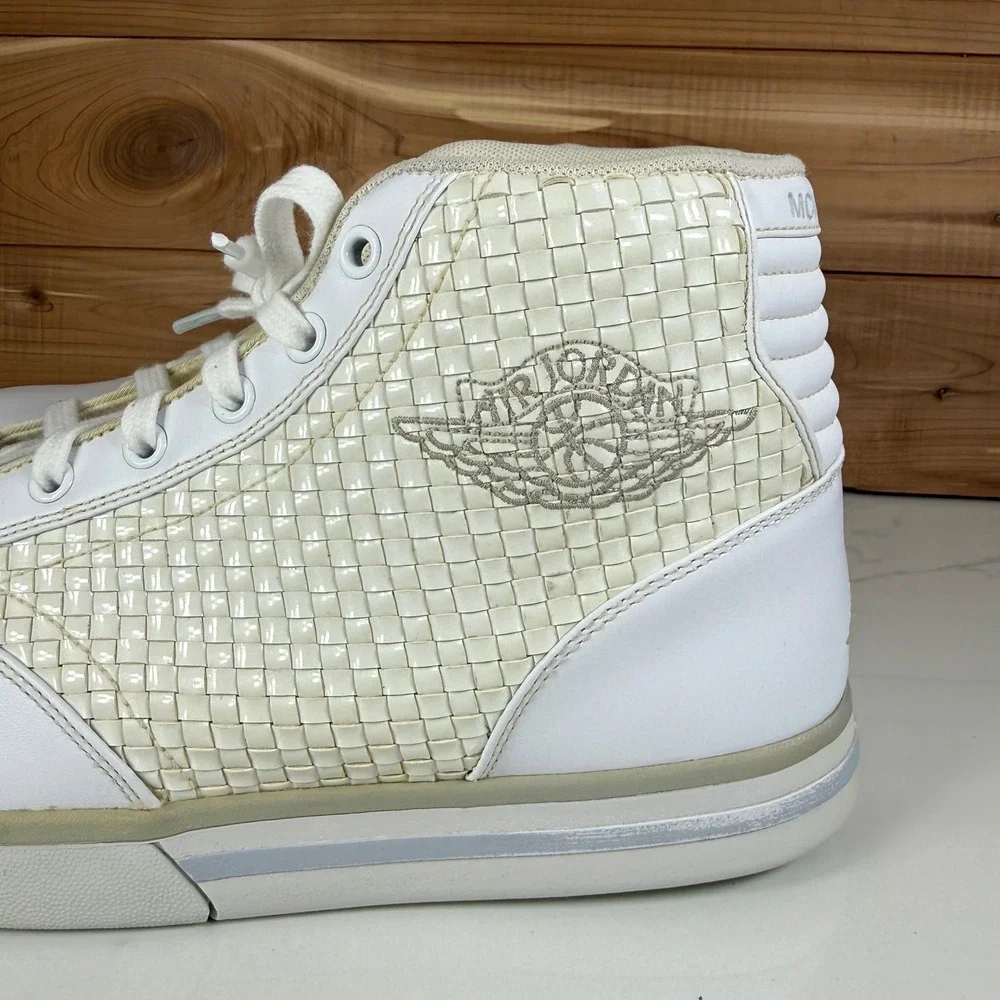 Jordan Phly Legend Premier White Metallic Silver Woven 343449-101 Mens‎ 11.5